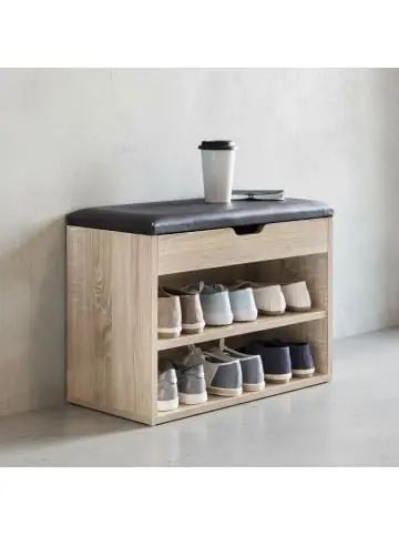 Saisonangebot KADIMA DESIGN Schuhbank CIGNO | Kunstleder Gepolstert, Stauraum, Weiß-Sonoma in Beige günstig kaufen | limango