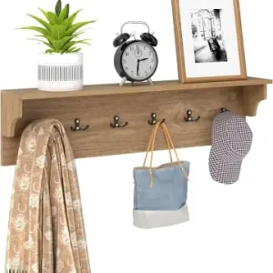 COSTWAY Wandgarderobe mit Ablage 80 × 14 × 20 cm in Hellbraun günstig kaufen | limango Mega-Angebot