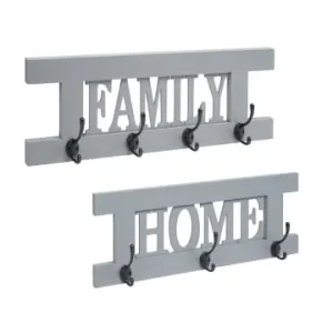 Jetzt Kaufen MCW 2er Wandgarderoben Set Zuhause+Familie, Grau-blau günstig kaufen | limango