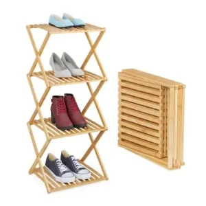 Direkt Vom Hersteller relaxdays Faltbares Schuhregal in Natur - (B)40 x (H)86 x (T)34 cm günstig kaufen | limango