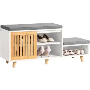 SoBuy Schuhbank in Weiß und Natur - (B)101 x (H)46 x (T)35cm günstig kaufen | limango Echt