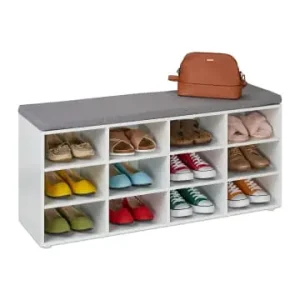 relaxdays Schuhbank in Weiß/ Grau - (B)104 x (H)48 x (T)30 cm günstig kaufen | limango Schnäppchen