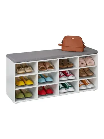 relaxdays Schuhbank in Weiß/ Grau - (B)104 x (H)48 x (T)30 cm günstig kaufen | limango Schnäppchen