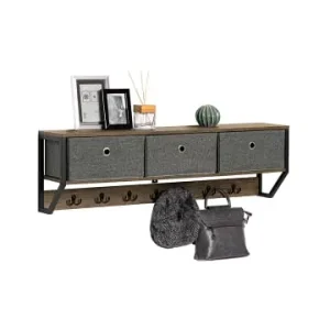 SoBuy Wandgarderobe in Natur und Schwarz - (B)100 x (H)30 x (T)20cm günstig kaufen | limango Schnäppchen