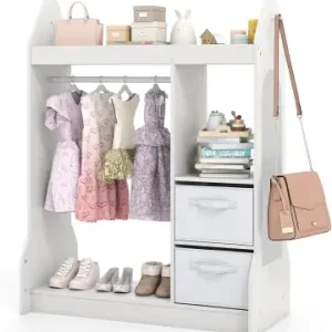 Kostenfreie Lieferung COSTWAY Kindergarderobe mit Spiegel 81 x 38 x 107 cm in Weiß günstig kaufen | limango