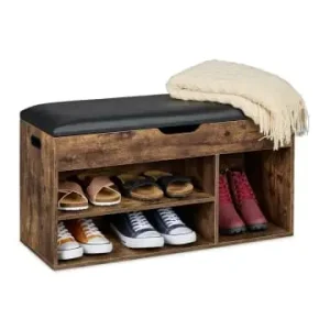 Neue Ware relaxdays Schuhbank in Braun/ Schwarz - (B)80 x (H)46 x (T)30 cm günstig kaufen | limango