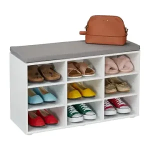 Expressversand relaxdays Schuhbank in Weiß/ Grau - (B)78,5 x (H)48 x (T)30 cm günstig kaufen | limango