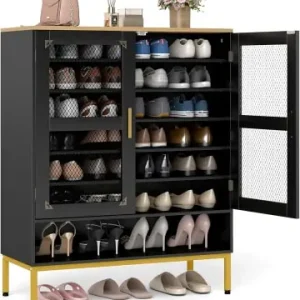 Top-Preis COSTWAY 7-stöckiger Schuhschrank mit Maschentüren in Schwarz günstig kaufen | limango