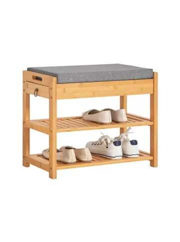 Preisknaller SoBuy Schuhbank in natur und grau - (B)55 x (H)46 x (T)30 cm günstig kaufen | limango