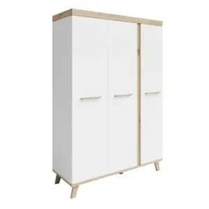 roba Kleiderschrank Smile 3-türig weiß/Artisan Eiche mit Massivholzgriffen & -füßen günstig kaufen | limango Abverkauf