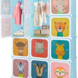 Top-Angebot COSTWAY Kleiderschrank Kinder mit 12 Würfeln in Blau günstig kaufen | limango