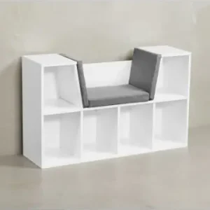 Preis Gesenkt KADIMA DESIGN Regal-Sitzbank | Weiß, 101.5x61.5cm, 6 Fächer, Grau günstig kaufen | limango