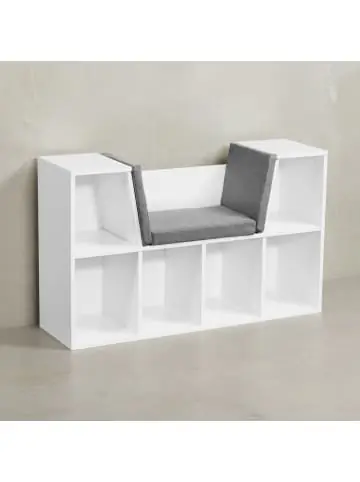 Preis Gesenkt KADIMA DESIGN Regal-Sitzbank | Weiß, 101.5x61.5cm, 6 Fächer, Grau günstig kaufen | limango