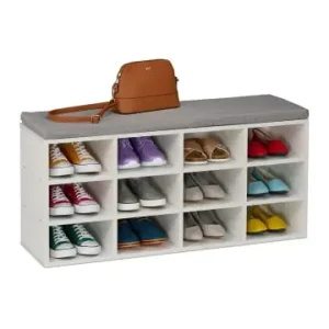 relaxdays Schuhbank in Weiß/ Grau - (B)104 x (H)49,5 x (T)31 cm günstig kaufen | limango Highlight