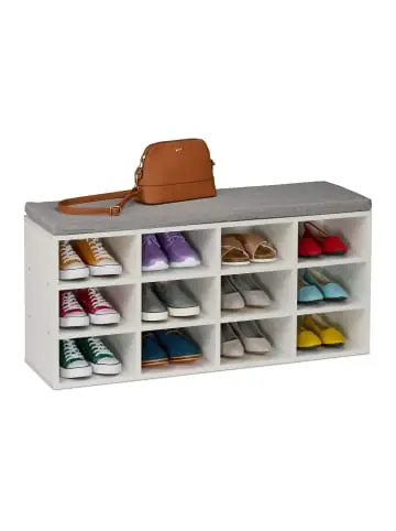 relaxdays Schuhbank in Weiß/ Grau - (B)104 x (H)49,5 x (T)31 cm günstig kaufen | limango Highlight