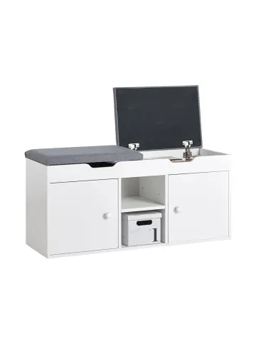 SoBuy Sitzbank in Weiß und Hellgrau - (B)100 x (H)48 x (T)34cm günstig kaufen | limango Markenprodukt