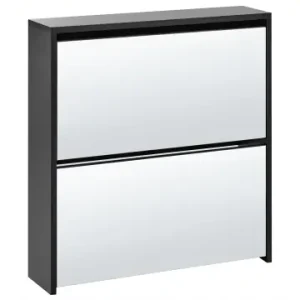 Sofort Bestellen Beliani Schuhschrank MIDFIELD in Schwarz/Silber - (W) 63 x (H) 67 x (L) 17 cm günstig kaufen | limango