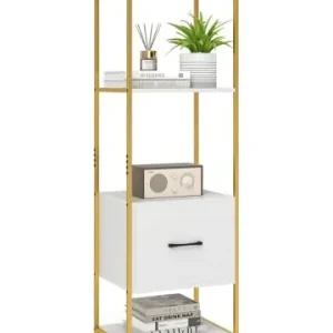 Online Kaufen COSTWAY 5-stöckiges Bücherregal mit Schublade 160 cm in Weiß günstig kaufen | limango