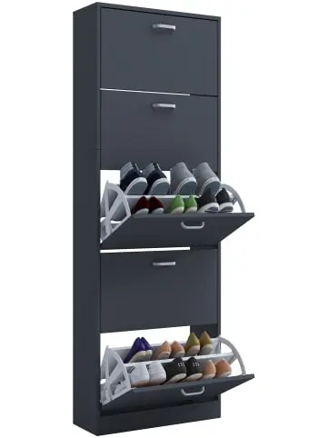 Geprüft VCMHolz Regal Schuhschrank Schuhkipper Serie Sipos XL in Anthrazit günstig kaufen | limango
