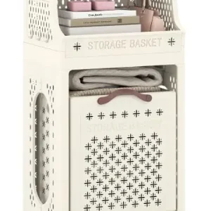 Markenware COSTWAY Wäschekorbwagen 40L mit Ablagen in Beige günstig kaufen | limango