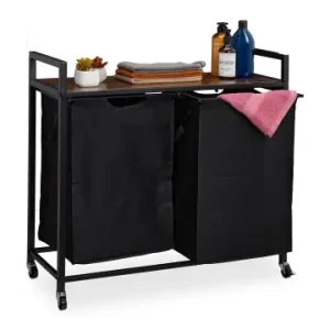 Knallerangebot relaxdays Wäschekorbregal in Schwarz/ Braun - (B)80 x (H)74,5 x (T)33 cm günstig kaufen | limango