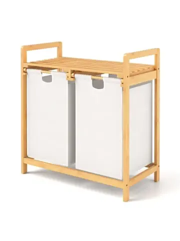 Garantierte Lieferung COSTWAY Wäschekorb mit 2 Fächer in Weiß günstig kaufen | limango