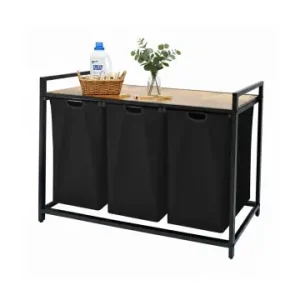 Sofort Bestellen relaxdays Wäschesammler in Schwarz/ Natur - (B)109,5 x (H)73,5 x (T)33 cm günstig kaufen | limango