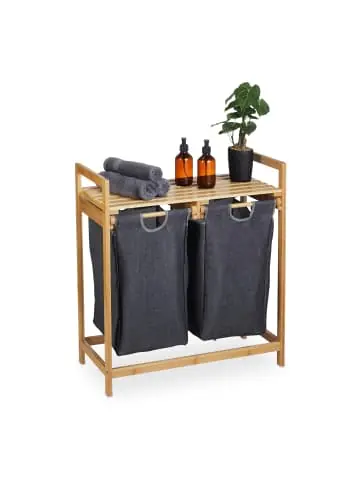 relaxdays Wäschekorb Regal in Natur/ Grau - (B)64 x (H)73 x (T)33 cm günstig kaufen | limango Schneller Versand