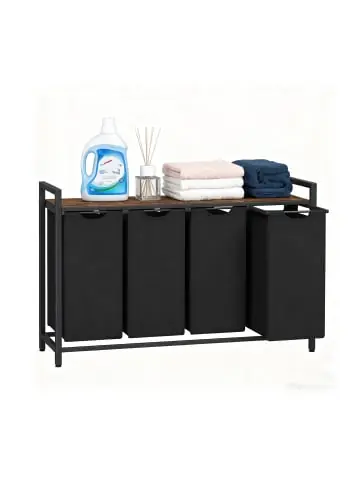 Sichere Zahlung relaxdays Wäschesammler in Schwarz/ Braun - (B)116 x (H)72 x (T)33 cm günstig kaufen | limango