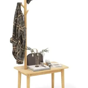 Neuheit COSTWAY Garderobenständer mit Beistelltisch 3 in 1 in Beige günstig kaufen | limango