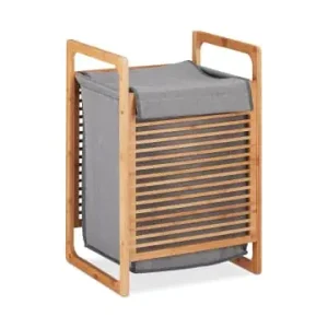 Neue Kollektion relaxdays Wäschekorb in Natur/Grau - (B)40 x (H)60 x (T)35 cm günstig kaufen | limango