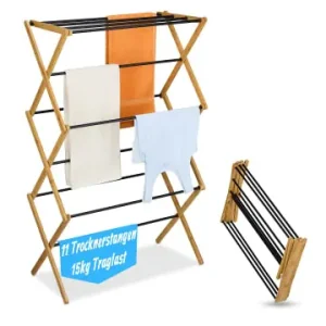 relaxdays Wäscheständer in Natur/ Schwarz - (B)73 x (H)115 x (T)33 cm günstig kaufen | limango Preisreduziert