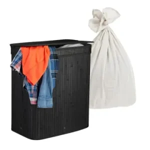 Garantierte Lieferung relaxdays Wäschekorb in Schwarz - (B)52 x (H)60 x (T)32 cm günstig kaufen | limango