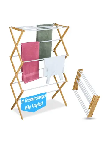 relaxdays Wäscheständer in Natur/ Weiß - (B)73 x (H)115 x (T)33 cm günstig kaufen | limango Letzte Chance