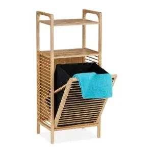 relaxdays Badregal mit Wäschekorb in Natur/ Schwarz - (B)40 x (H)95 x (T)30 cm günstig kaufen | limango Letzte Chance