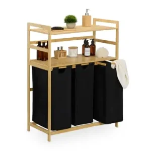 Meistverkauft relaxdays Wäschekorbregal in Natur/ Schwarz - (B)80 x (H)105 x (T)40 cm günstig kaufen | limango