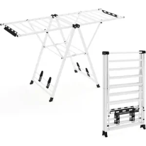 Schnäppchen COSTWAY Wäscheständer 163cm klappbar mit verstellbaren Flügeln in Weiß günstig kaufen | limango