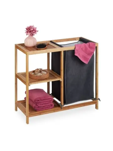 Wochenendangebot relaxdays Wäschekorb Regal in Natur/ Grau - (B)68 x (H)65 x (T)33 cm günstig kaufen | limango
