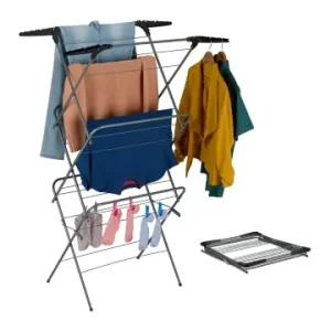 Rabatt relaxdays Wäscheständer Turmtrockner in Grau/ Schwarz - (H)138 x (B)63,5 x (T)50 cm günstig kaufen | limango