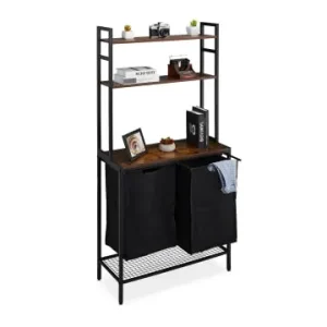 Sale relaxdays Wäschekorbregal in Schwarz/ Braun - (B)80 x (H)162 x (T)34 cm günstig kaufen | limango