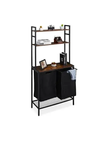 Sale relaxdays Wäschekorbregal in Schwarz/ Braun - (B)80 x (H)162 x (T)34 cm günstig kaufen | limango