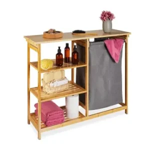 relaxdays Wäschekorb Regal in Natur/ Grau - (B)100 x (H)80 x (T)32 cm günstig kaufen | limango Aktuell