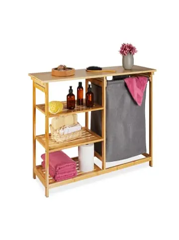 relaxdays Wäschekorb Regal in Natur/ Grau - (B)100 x (H)80 x (T)32 cm günstig kaufen | limango Aktuell