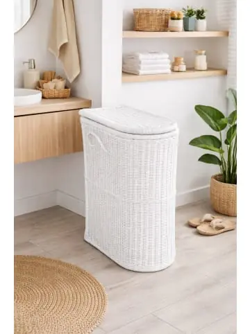 Expressversand möbel-direkt Wäschekorb handgeflochten in weiß günstig kaufen | limango