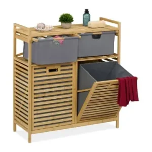 relaxdays Wäschekorb in Natur/ Grau - (B)88 x (H)95 x (T)33 cm günstig kaufen | limango Heißes Angebot