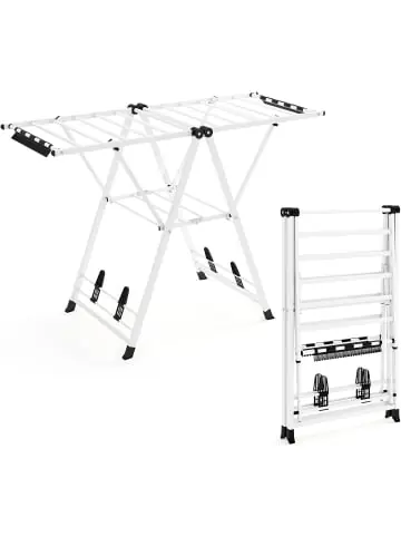 Garantierte Lieferung COSTWAY Wäscheständer 141cm klappbar mit verstellbaren Flügeln in Weiß günstig kaufen | limango