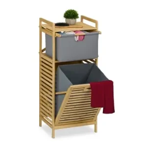 Top-Angebot relaxdays Wäschekorb in Natur/ Grau - (B)40 x (H)95 x (T)33 cm günstig kaufen | limango