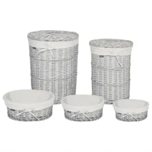 Solange Der Vorrat Reicht Beliani 1er-Set Wäschekörbe VAKARI in Weiß/Grau günstig kaufen | limango