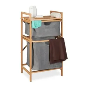 Neue Kollektion relaxdays Wäschekorbregal in Natur/ Grau - (B)44 x (H)84,5 x (T)33 cm günstig kaufen | limango