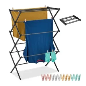 Top-Angebot relaxdays Wäscheständer in Schwarz - (B)74 x (H)105 x (T)37 cm günstig kaufen | limango